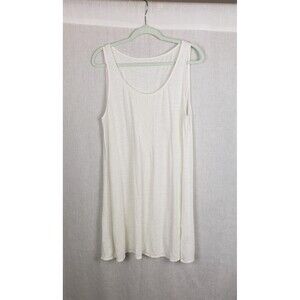 Eileen Fisher Tank Dress Large Linen Slub White Summer Lightweight Casual Resort